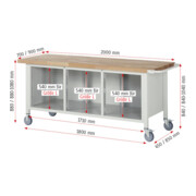 Rau Fahrbare Werkbank 8564, B2000xH880mm, 6x Schublade-TA-4