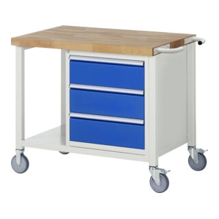 Rau fahrbare Werkbank 8157 880 mm 700 mm Buche-Massiv-Platte