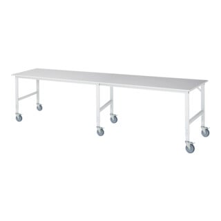Rau Fahrbarer Arbeitstisch (HV) Tom (6 LR), B4000xT1000xH910-1230mm, M-Platte-22mm