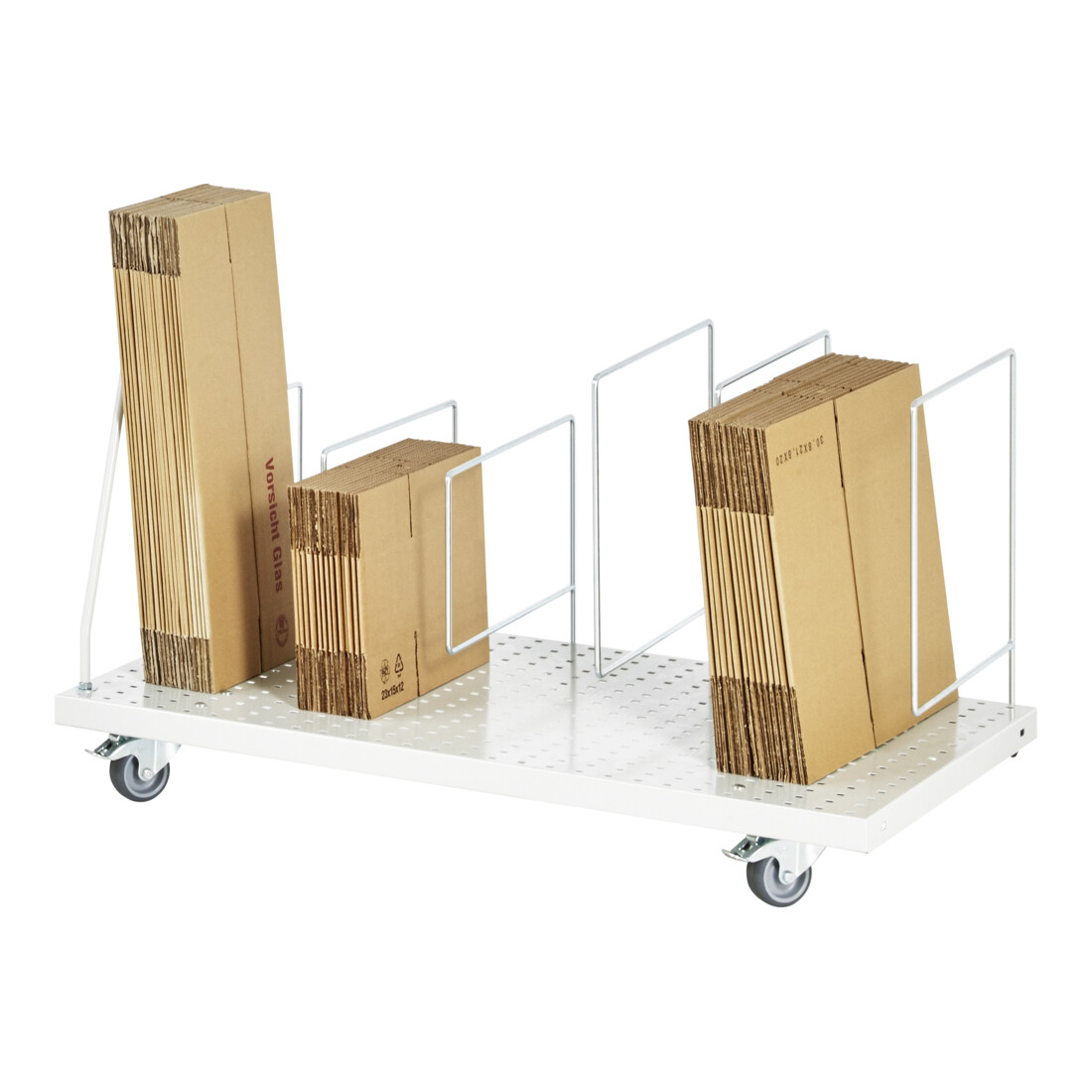 Rau Kartonagenmagazin, fahrbar, B1500(1415)xT650xH615mm, RAL7035