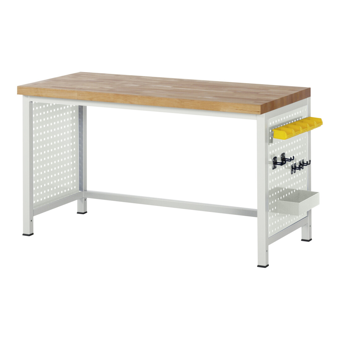 Rau Panneau latéral perforé pour pied d'établi 8000, H617mm, pour profondeur pied 850mm, RAL7035