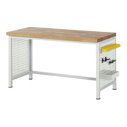 Rau Pannello laterale fori per piede banco da lavoro 8000, A617mm, per profondità piede 850mm, RAL7035-3
