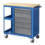 Rau rollende werkbank beuken blad met 6 laden 2 legplanken