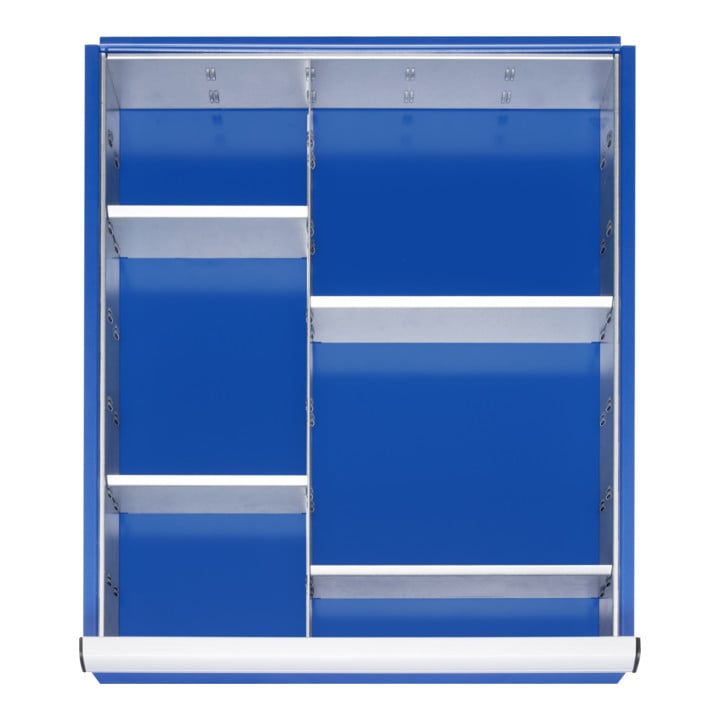 Set Rau GmbH Werkbank, BxTxH 1500x700x840 mm + Einteilungsset für Schubladen BxT 490x560 mm: 1 Trennwand, 4 Quertrennbleche + Einteilungsset für Schubladen BxT 490x560 mm: Antirutschmatte