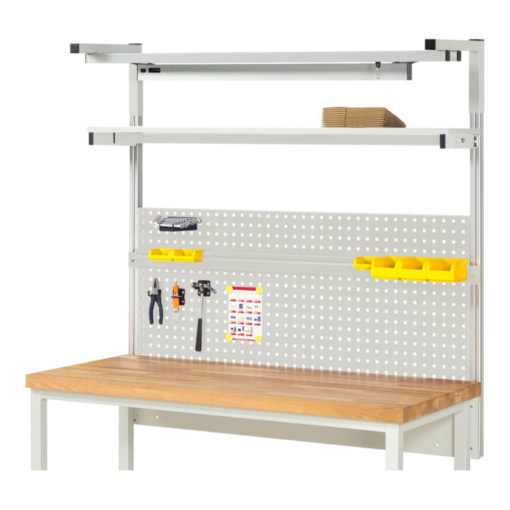 Set Rau Werkbank, BxTxH 1500x700x840 mm + System-Aufbau Komplettset 04