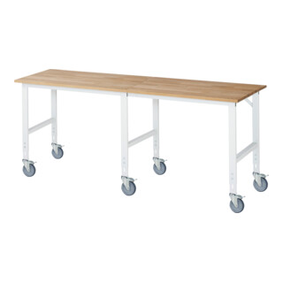 Rau Table de travail mobile (HV) Tom (6 LR), L2500xP800xH910-1230mm, plateau B-25mm