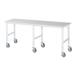 Rau Table de travail mobile (HV) Tom (6 LR), L2500xP800xH910-1230mm, Plateau M-22mm