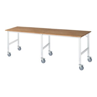 Rau Table de travail mobile (HV) Tom (6 LR), L3000xP1000xH910-1230mm, Plateau B 25mm