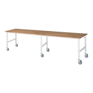 Rau Table de travail mobile (HV) Tom (6 LR), L4000xP1000xH910-1230mm, Plateau B 25mm