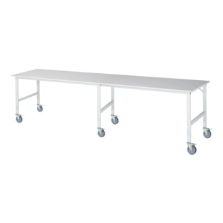 Rau Table de travail mobile (HV) Tom (6 LR), L4000xP1000xH910-1230mm, plateau M 22mm