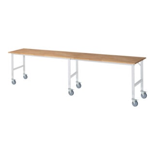 Rau Table de travail mobile (HV) Tom (6 LR), L4000xP800xH910-1230mm, Plateau B 25mm