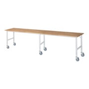 Rau Table de travail mobile (HV) Tom (6 LR), L4000xP800xH910-1230mm, Plateau B 25mm