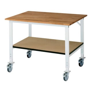 Rau Table de travail mobile (HV) Tom KM-01, L1250xP1000xH910-1230mm, Plateau B-25mm
