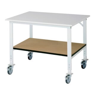 Rau Table de travail mobile (HV) Tom KM-01, L1250xP1000xH910-1230mm, plateau M 22mm