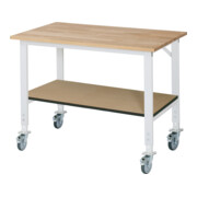 Rau Table de travail mobile (HV) Tom KM-01, L1250xP800xH910-1230mm, Plateau B 25mm