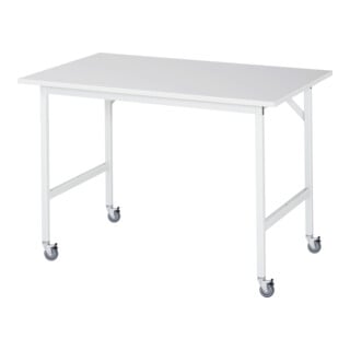 Rau Table de travail mobile Jerry (4 LR), L1250xP800xH900mm, plateau M 22mm