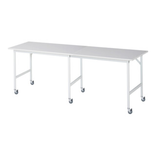 Rau Table de travail mobile Jerry (6 LR), L2500xP800xH900mm, plateau M 22mm