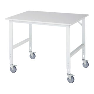 Rau Table de travail mobile Tom (4 LR), L1250xP1000xH910-1230mm, plateau M 22mm