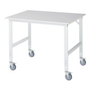 Rau Table de travail mobile Tom (4 LR), L1250xP1000xH910-1230mm, plateau M 22mm