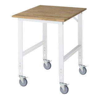 Rau Table de travail mobile Tom (4 LR), L750xP1000xH910-1230mm, Plateau B 25mm