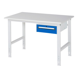 Rau Table de travail Tom réglable en hauteur KM02, L1250xP800xH760-1080mm, plateau M 22mm