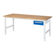 Rau Table de travail Tom réglable en hauteur KM02, L2000xP800xH760-1080mm, plateau B-25mm