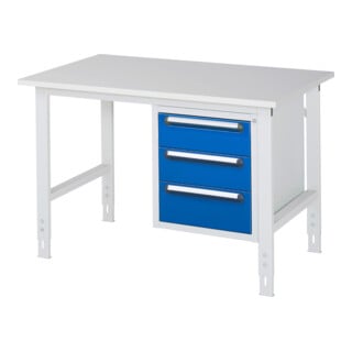 Rau Table de travail Tom réglable en hauteur KM06, L1250xP800xH760-1080mm, plateau M 22mm