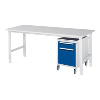 Rau Table de travail Tom réglable en hauteur KM08, L2000xP800xH760-1080mm, plateau M 22mm