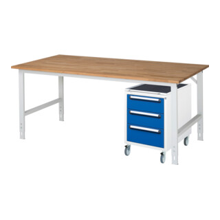 Rau Table de travail Tom réglable en hauteur KM09, L2000xP1000xH760-1080mm, plateau B-25mm