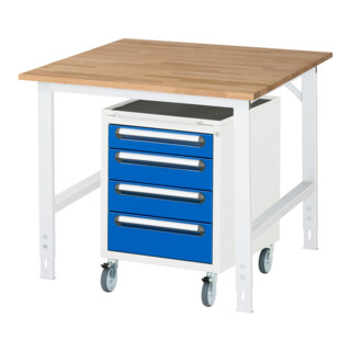 Rau Table de travail Tom réglable en hauteur KM10, L1000 x P1000 x H760-1080mm, plateau B-25mm