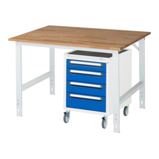 Rau Table de travail Tom réglable en hauteur KM10, L1250xP1000xH910-1230mm, plateau B-25mm