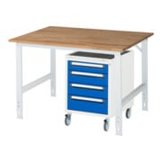Rau Table de travail Tom réglable en hauteur KM10, L1250xP1000xH910-1230mm, plateau B-25mm