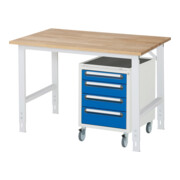 Rau Table de travail Tom réglable en hauteur KM10, L1250xP800xH760-1080mm, plateau B-25mm