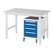 Rau Table de travail Tom réglable en hauteur KM10, L1250xP800xH760-1080mm, plateau M-22mm