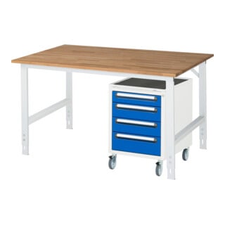 Rau Table de travail Tom réglable en hauteur KM10, L1500xP800xH760-1080mm, plateau B-25mm