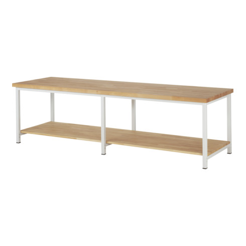 Rau Tavolo da lavoro 8000 con mensole 840mm, piano in legno massello di faggio