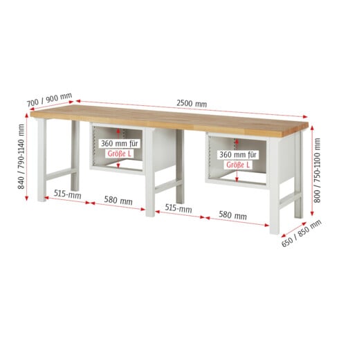 Rau Werkbank 7127A1, H840mm, 6x Schublade-TA