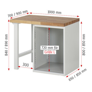 Rau Werkbank 7502A1, 1x Schublade-TA, 1x Tür