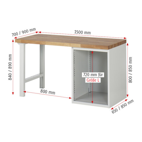 Rau Werkbank 7508A1, H890mm, 3x Schublade-TA