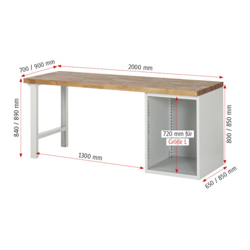 Rau Werkbank 7508A1, H890mm, 3x Schublade-TA