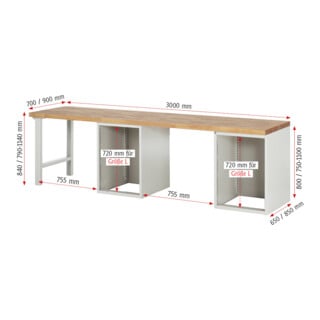 Rau Werkbank 7509A8, 8x Schublade-TA