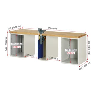 Rau Werkbank 7510A0, 8x Schublade-TA, 1x SSKL