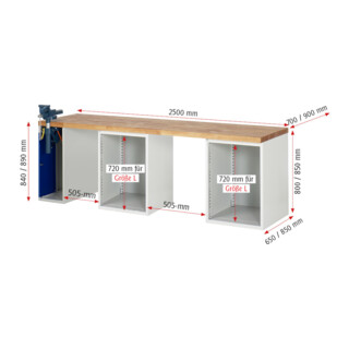 Rau Werkbank 7510A9, 8x Schublade-TA, 1x SSKL