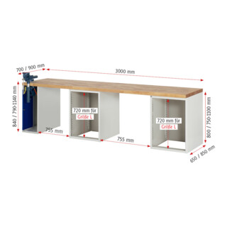 Rau Werkbank 7510A9, 8x Schublade-TA, 1x SSKL