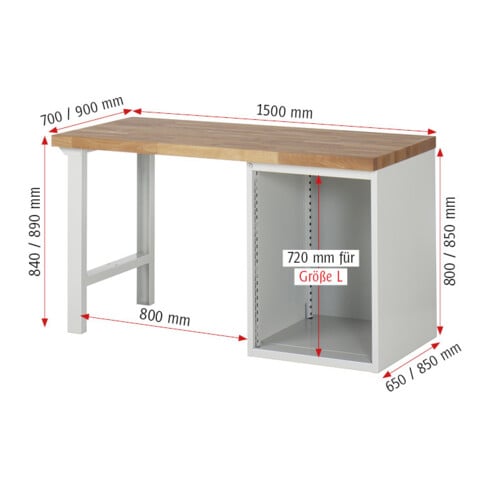 Rau Werkbank 7511A1, H890mm, 5x Schublade-TA