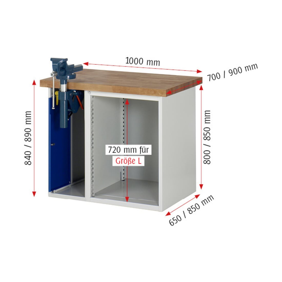 Rau Werkbank 7511A2, H890mm, 5x Schublade-TA, 1x SSKL