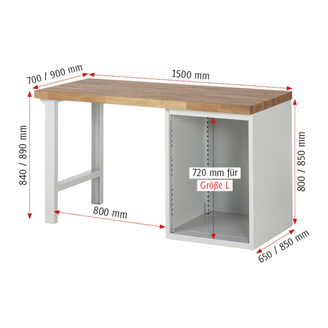 Rau Werkbank 7515A1, H890mm, 6x Schublade-TA