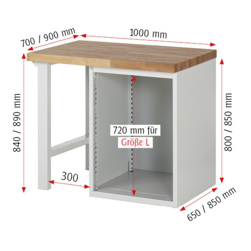 Rau Werkbank 7516A1, H890mm, 6x Schublade-TA