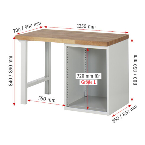 Rau Werkbank 7517A1, H890mm, 7x Schublade-TA
