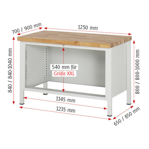 Rau Werkbank 8362A2, H840mm, 4x Schublade-TA